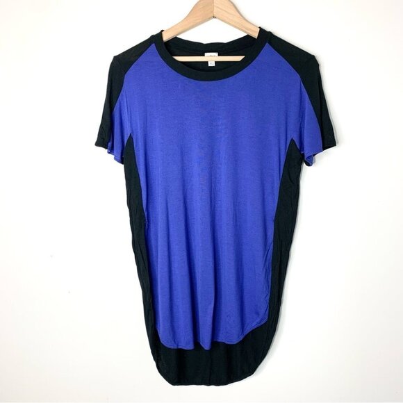 Aritzia Wilfred Capucine T-shirt Top Split Side Short Sleeve  Black Blue Size XS - Picture 4 of 8